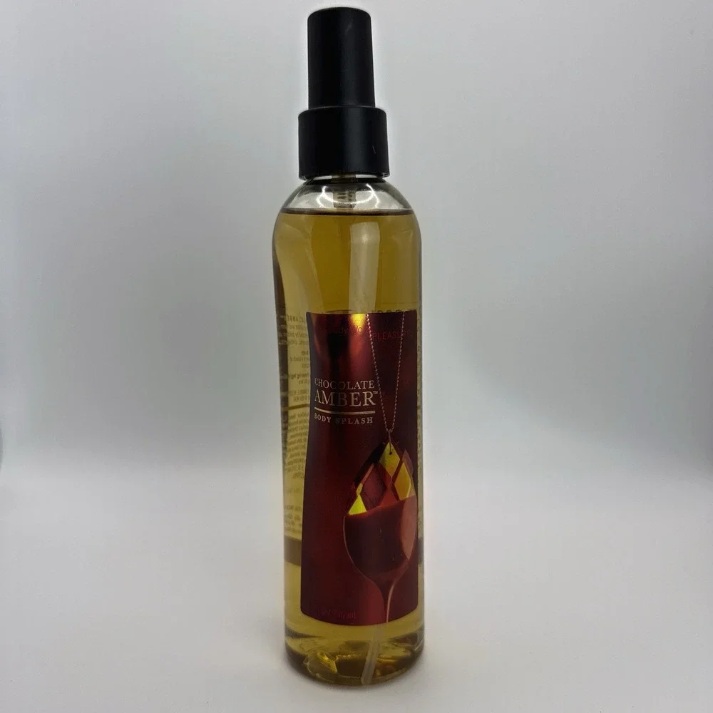 NEW Bath and Body Works Pleasures Chocolate Amber Body Splash 8 oz Retired Orig